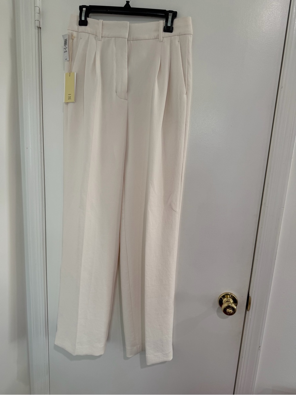 Aritzia Wilfred The Effortless Pant Sz 8 Ivory Pleated Wide Leg Trousers Office